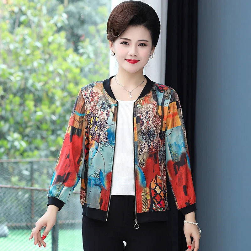 Silk-like Short Thin Baseball Uniform Middle-aged Women Sunscreen Clothing Spring Summer Loose Baseball Uniform Jacket Cardigan
Silk-like Short Thin Baseball Uniform Middle-aged Women Sunscreen Clothing Spring Summer Loose Baseball Uniform Jacket Cardigan