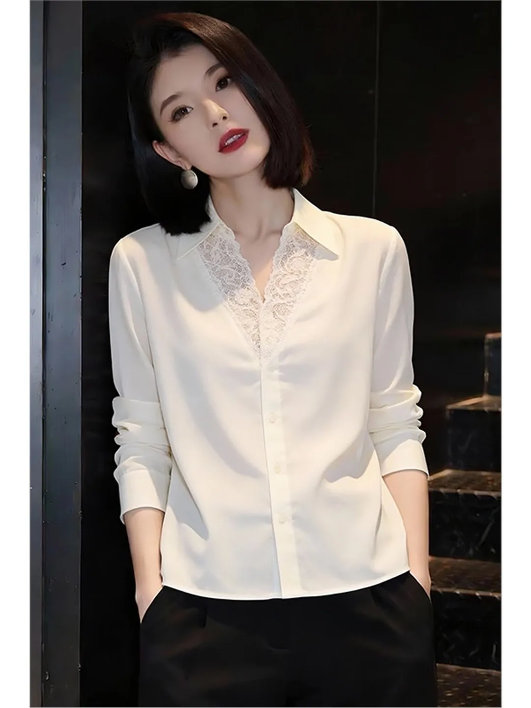 Oule White Lace Blouse Women's Fashionable Versatile Spring High-End Design Gentle Top European Style Long Sleeve Regular Fit
Oule White Lace Blouse Women's Fashionable Versatile Spring High-End Design Gentle Top European Style Long Sleeve Regular Fit