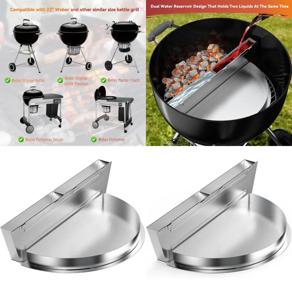 Поддон для сбора жира и воды для угольных грилей с съемными резервуарами и лотком из нержавеющей стали для грилей-котелков 22 дюйма
Поддон для сбора жира и воды для угольных грилей с съемными резервуарами и лотком из нержавеющей стали для грилей-котелков 22 дюйма