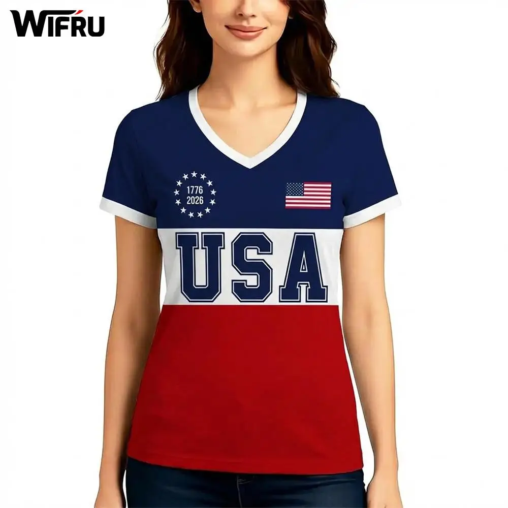 Retro Women's USA 250th Anniversary T-Shirt 1776 2026 Fashion American Flag Camo Graphic V-Neck Short Sleeve Summer Casual Top
Retro Women's USA 250th Anniversary T-Shirt 1776 2026 Fashion American Flag Camo Graphic V-Neck Short Sleeve Summer Casual Top