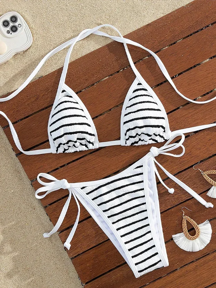 Sexy Laced Up Striped Bikini 2 Piece Set Women Split Swimsuit High Waist Beach Style Bikini 2025 New Summer Swimwear Bikinis Set
Sexy Laced Up Striped Bikini 2 Piece Set Women Split Swimsuit High Waist Beach Style Bikini 2025 New Summer Swimwear Bikinis Set