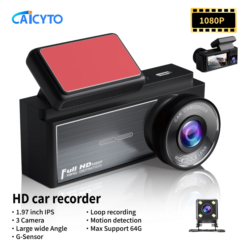 2inch IPS 3lens HD 1080P Dash Camera Car DVR Night vision Loop recording Front inside rear Car chager Black Box Car Accessories
2inch IPS 3lens HD 1080P Dash Camera Car DVR Night vision Loop recording Front inside rear Car chager Black Box Car Accessories
