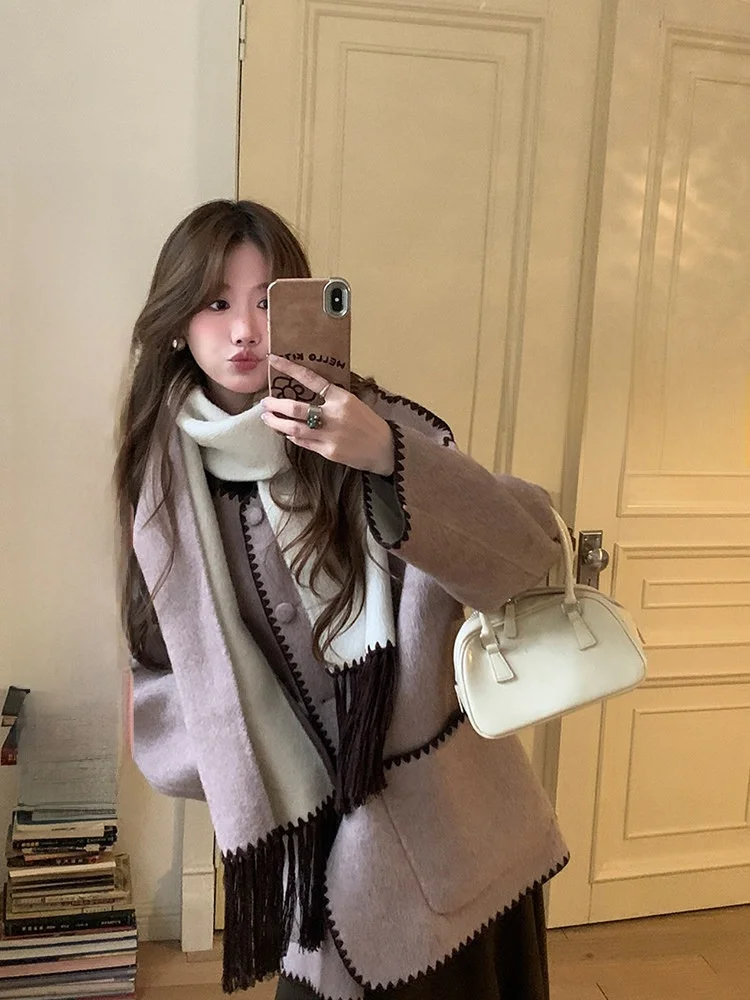 Double-Sided Silk Woolen Coat Women's Faion Artistic Sle Long Sve Mid-Length Double-Buttoned Thi Winter Outerwear
Double-Sided Silk Woolen Coat Women's Faion Artistic Sle Long Sve Mid-Length Double-Buttoned Thi Winter Outerwear