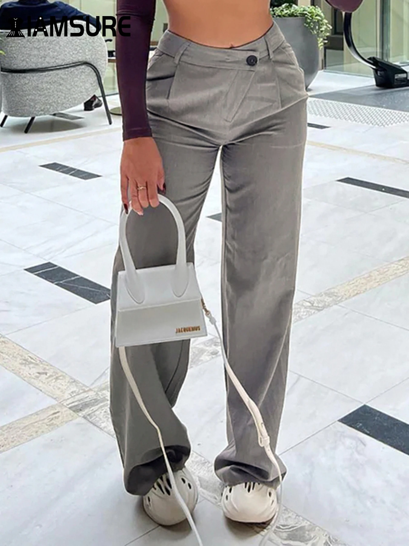 IAMSURE Casual Solid Straight Suit Pants Basic High Waisted Wide Leg Pants Women 2024 Autumn Spring Fashion Streetwear Ladies
IAMSURE Casual Solid Straight Suit Pants Basic High Waisted Wide Leg Pants Women 2024 Autumn Spring Fashion Streetwear Ladies