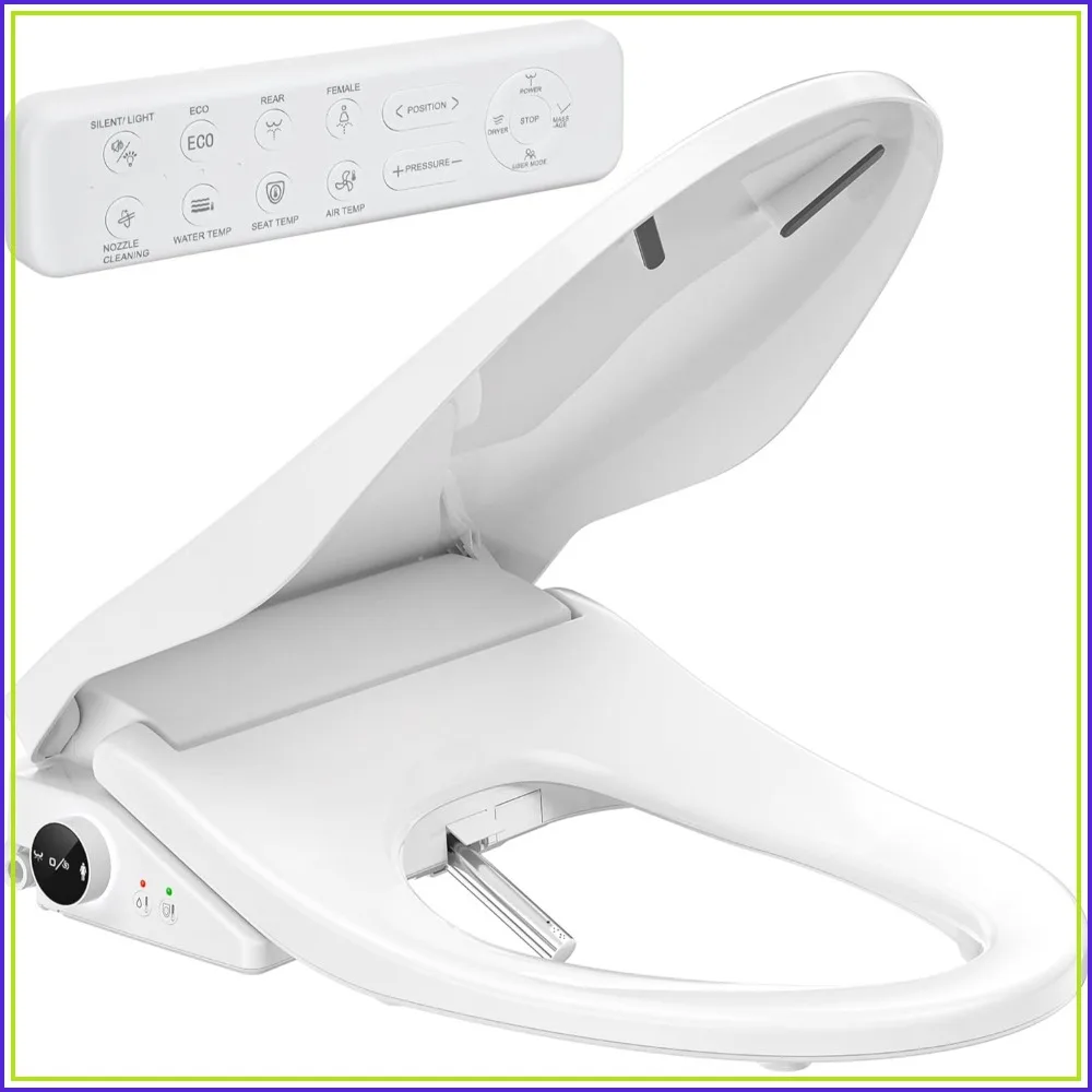 Instant Warm Bidet Wash & Warm Air Dryer, Self-Cleaning Nozzle, Soft Close Lid, Elongated Electric Bidet Toilet Seat
Instant Warm Bidet Wash & Warm Air Dryer, Self-Cleaning Nozzle, Soft Close Lid, Elongated Electric Bidet Toilet Seat