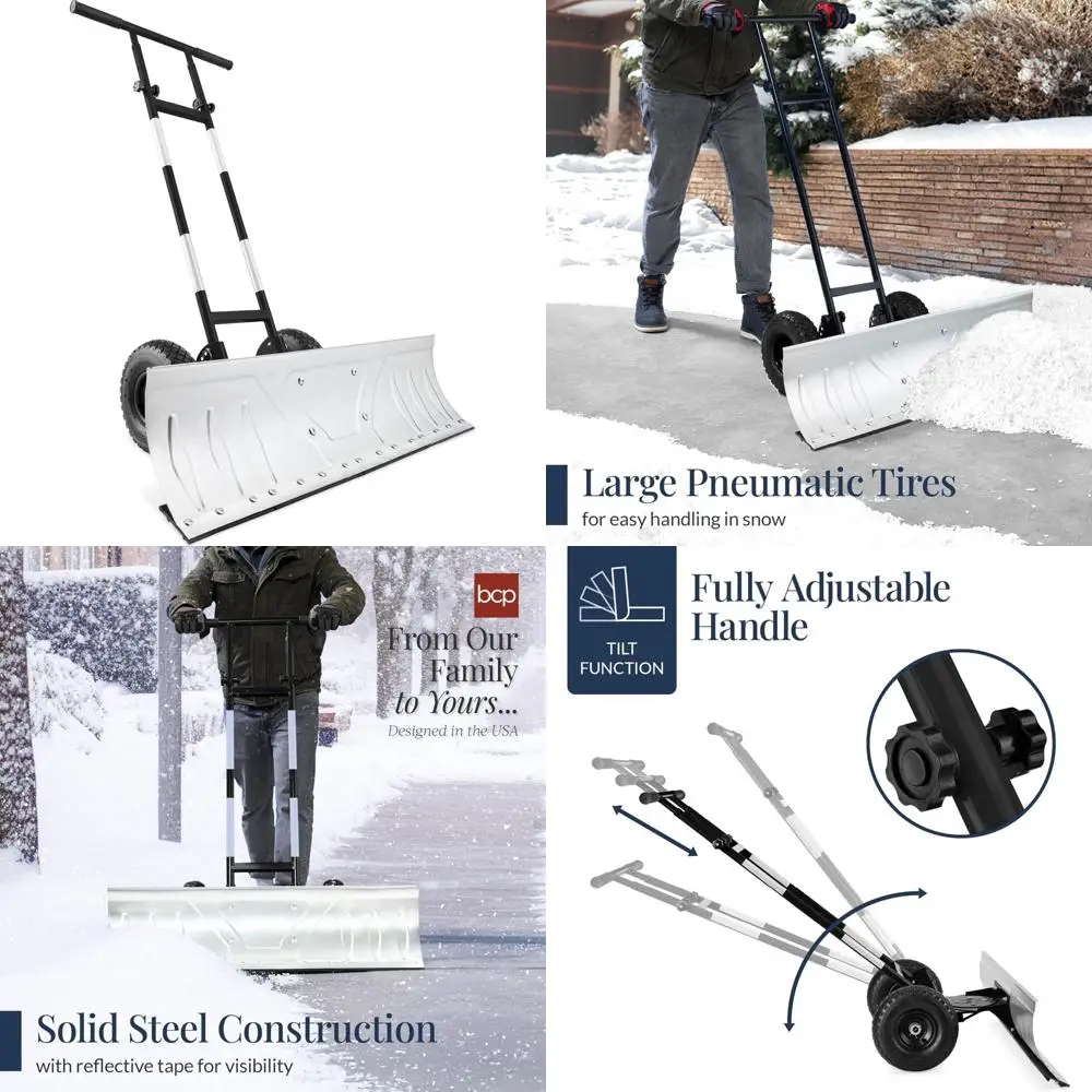 Heavy-Duty 36-Inch Galvanized Steel Snow Pusher with Adjustable Handle and Wheels for Efficient Snow Removal
Heavy-Duty 36-Inch Galvanized Steel Snow Pusher with Adjustable Handle and Wheels for Efficient Snow Removal