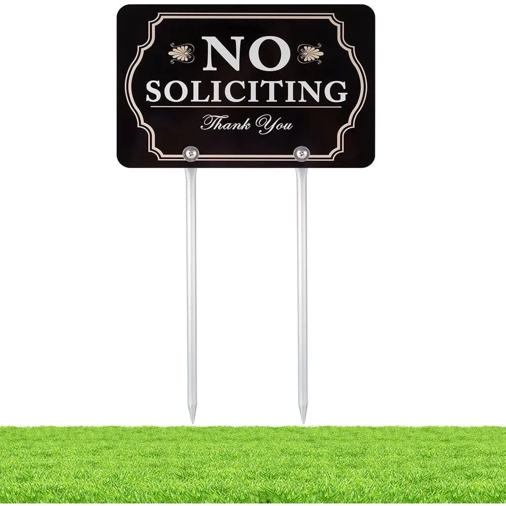 No Soliciting Sign for Home, 12 x 8 Inch, Aluminum Yard Sign
No Soliciting Sign for Home, 12 x 8 Inch, Aluminum Yard Sign