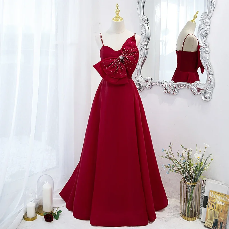 Customized Evening Dress Wine Red Jersey Bow Beads Spaghetti Strap A-Line Floor length Plus Size Women party Formal Gown B2415
Customized Evening Dress Wine Red Jersey Bow Beads Spaghetti Strap A-Line Floor length Plus Size Women party Formal Gown B2415