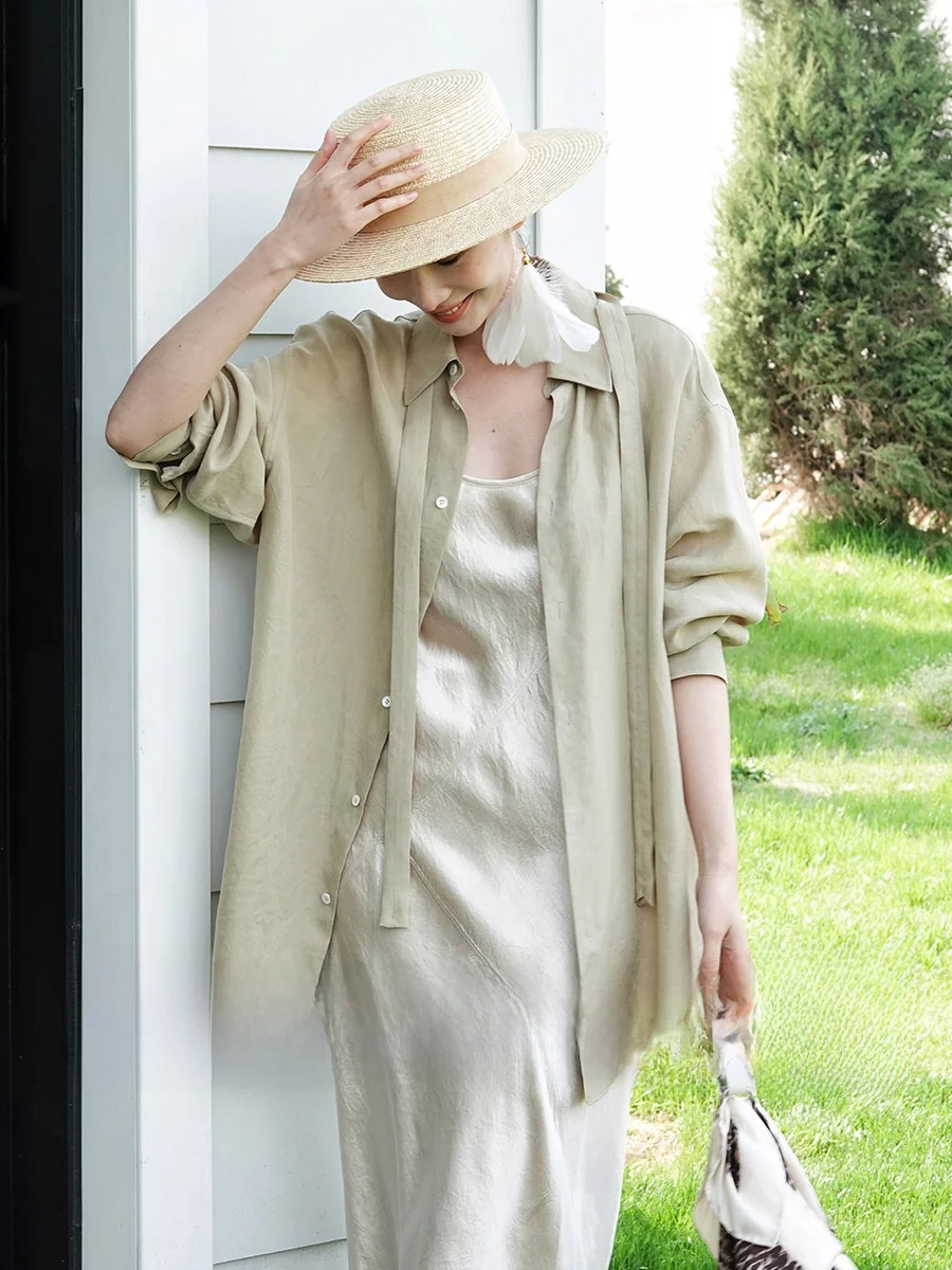 Рубашка Amyy Studios из простого вискозного шелка с аммиачной обработкой, легкая, свободного кроя, с длинным рукавом, однотонная, на пуговицах, для офиса
Рубашка Amyy Studios из простого вискозного шелка с аммиачной обработкой, легкая, свободного кроя, с длинным рукавом, однотонная, на пуговицах, для офиса