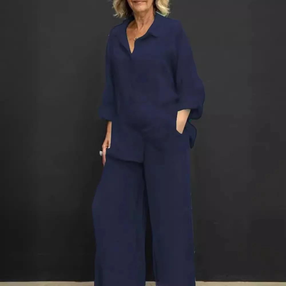 Pant Sets Spring Suit Stylish Women's Elegant Suit Set With Long Sleeve Shirt Wide Leg Trousers For Spring Autumn Casual
Pant Sets Spring Suit Stylish Women's Elegant Suit Set With Long Sleeve Shirt Wide Leg Trousers For Spring Autumn Casual
