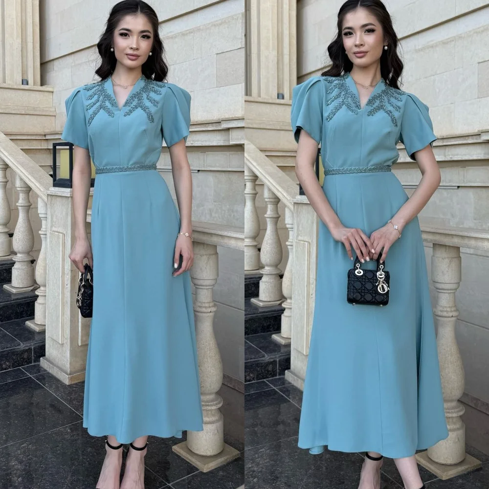 Customized Elegant V-Neck Cap Sleeve 3/4 Sleeves Evening Dress High Quality Jersey Prom Dresses Temperament Crystal Party Gowns
Customized Elegant V-Neck Cap Sleeve 3/4 Sleeves Evening Dress High Quality Jersey Prom Dresses Temperament Crystal Party Gowns