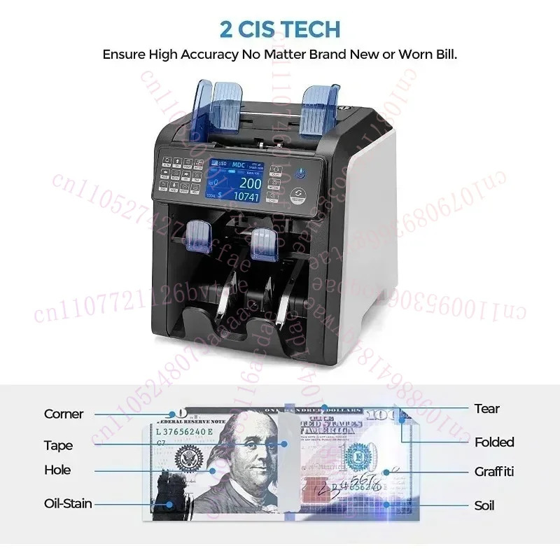 AL-950 Dual CIS Foreign Currency Counting Machine CIS Image Recognition Mixed Point Total Quantity Vertical Counter
AL-950 Dual CIS Foreign Currency Counting Machine CIS Image Recognition Mixed Point Total Quantity Vertical Counter
