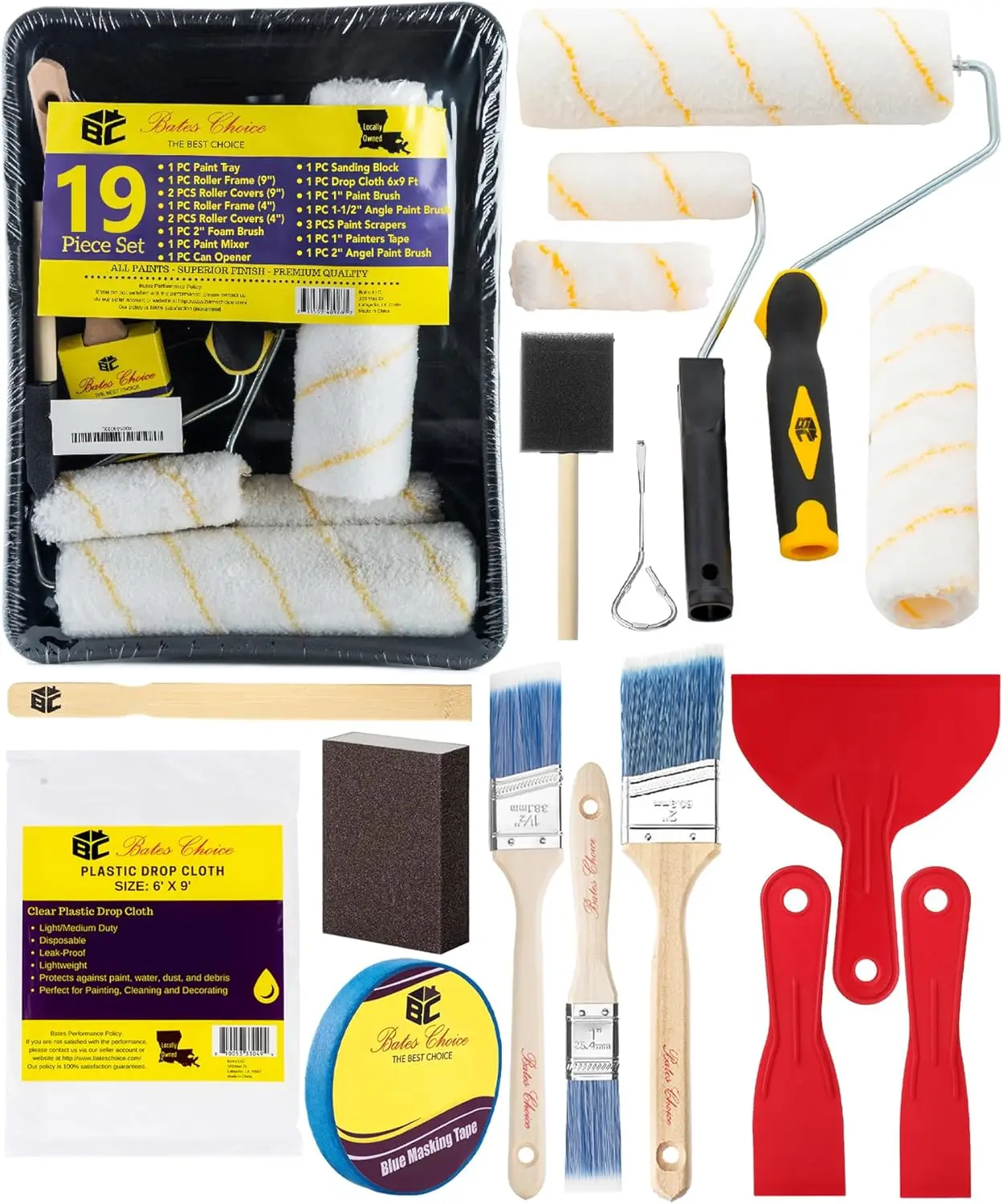 19 Pcs Paint Roller Kit with Microfiber Sleeves, Tray, Brushes & Scrapers for Walls & Cabinets
19 Pcs Paint Roller Kit with Microfiber Sleeves, Tray, Brushes & Scrapers for Walls & Cabinets