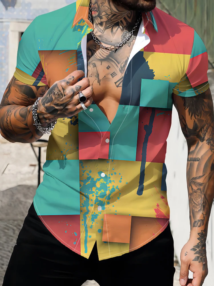 2024 Summer Loose Casual Short Sleeve Shirt Simple Versatile Buttons Shirt Colorful Grid 3d Digital Printing Oversize Shirt Top
2024 Summer Loose Casual Short Sleeve Shirt Simple Versatile Buttons Shirt Colorful Grid 3d Digital Printing Oversize Shirt Top