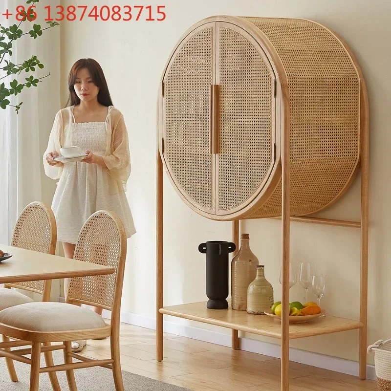 Retro Solid Wood Rattan Sideboard Cabinet Living Room Storage Integrated Wall Locker
Retro Solid Wood Rattan Sideboard Cabinet Living Room Storage Integrated Wall Locker