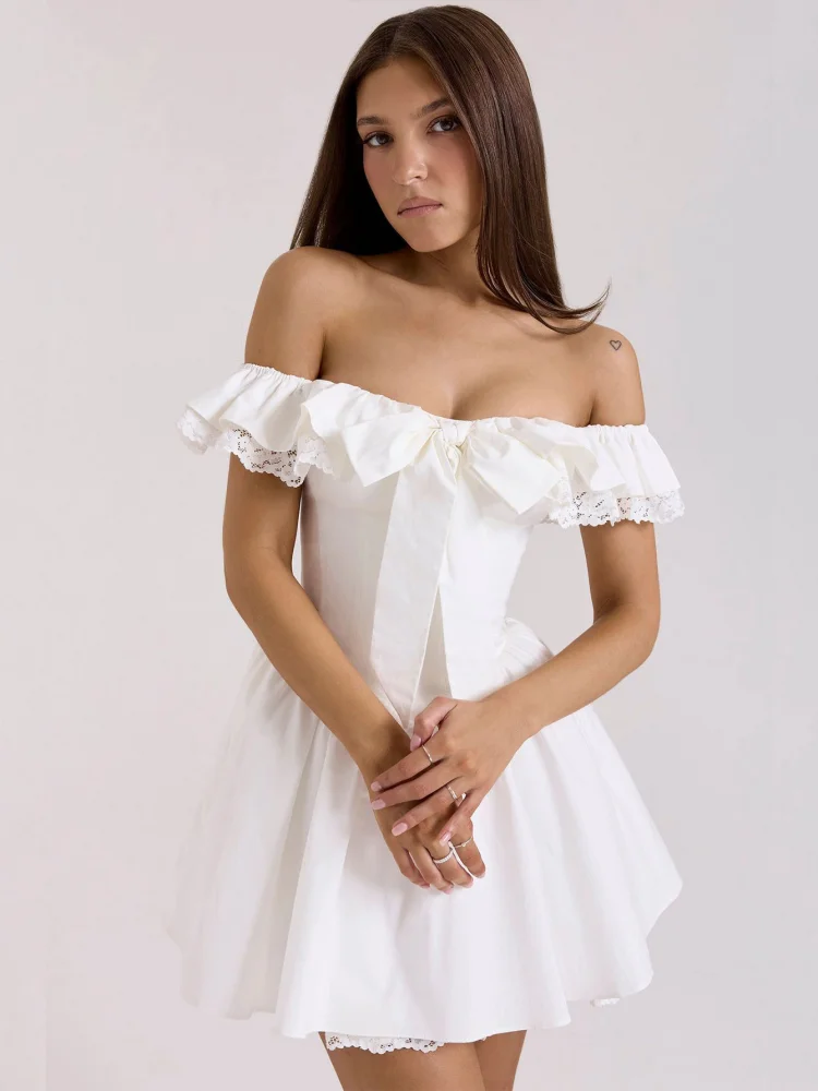 2025 Women Celebrity Sexy Strapless Slash Neck Lace Ruffles White Dress Evening Stage Performance Dress Vestido
2025 Women Celebrity Sexy Strapless Slash Neck Lace Ruffles White Dress Evening Stage Performance Dress Vestido