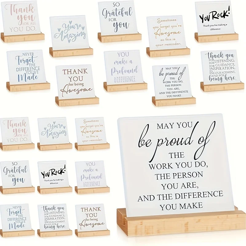20 Pack Bulk Artificial Thank You Signs with Wooden Stands - Inspirational Quotes Desk Decor Suitable for Employee Nurse Teacher Teamwork Awards, Bulk Office Gifts for Women & Men, Staff Appreciation Quotes
20 Pack Bulk Artificial Thank You Signs with Wooden Stands - Inspirational Quotes Desk Decor Suitable for Employee Nurse Teacher Teamwork Awards, Bulk Office Gifts for Women & Men, Staff Appreciation Quotes
