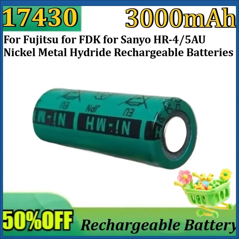 New 17430 3000mAh Rechargeable Battery for Fujitsu for FDK for Sanyo HR-4/5AU Nickel Metal Hydride Rechargeable Batteries
New 17430 3000mAh Rechargeable Battery for Fujitsu for FDK for Sanyo HR-4/5AU Nickel Metal Hydride Rechargeable Batteries
