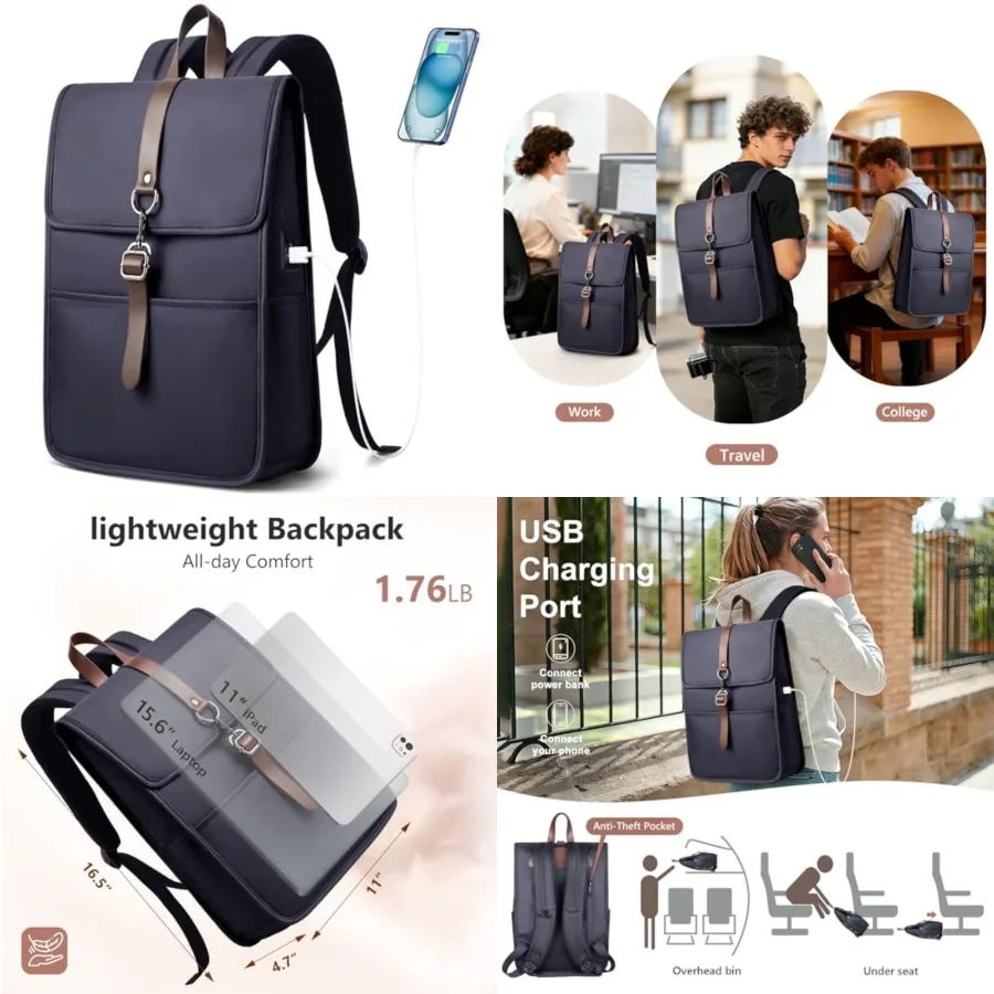 Laptop Backpack for Men Women, Slim Work Travel Backpack with USB Charging Port, Lightweight Computer College Backpack Bag, Vin
Laptop Backpack for Men Women, Slim Work Travel Backpack with USB Charging Port, Lightweight Computer College Backpack Bag, Vin