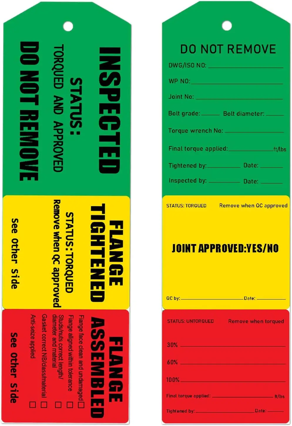 3-Torque Inspected Record Tag 2.75×7.9 Inch Inspected Equipment Hang-Tag Safety Inspection Tag Recording 50 Pack
3-Torque Inspected Record Tag 2.75×7.9 Inch Inspected Equipment Hang-Tag Safety Inspection Tag Recording 50 Pack