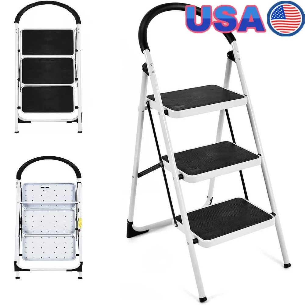 3 Step Folding Ladder Lightweight Anti-Slip Pedal Portable Stepladder Cushioned Handle Multiuse Home Office Ladder 330 lbs
3 Step Folding Ladder Lightweight Anti-Slip Pedal Portable Stepladder Cushioned Handle Multiuse Home Office Ladder 330 lbs