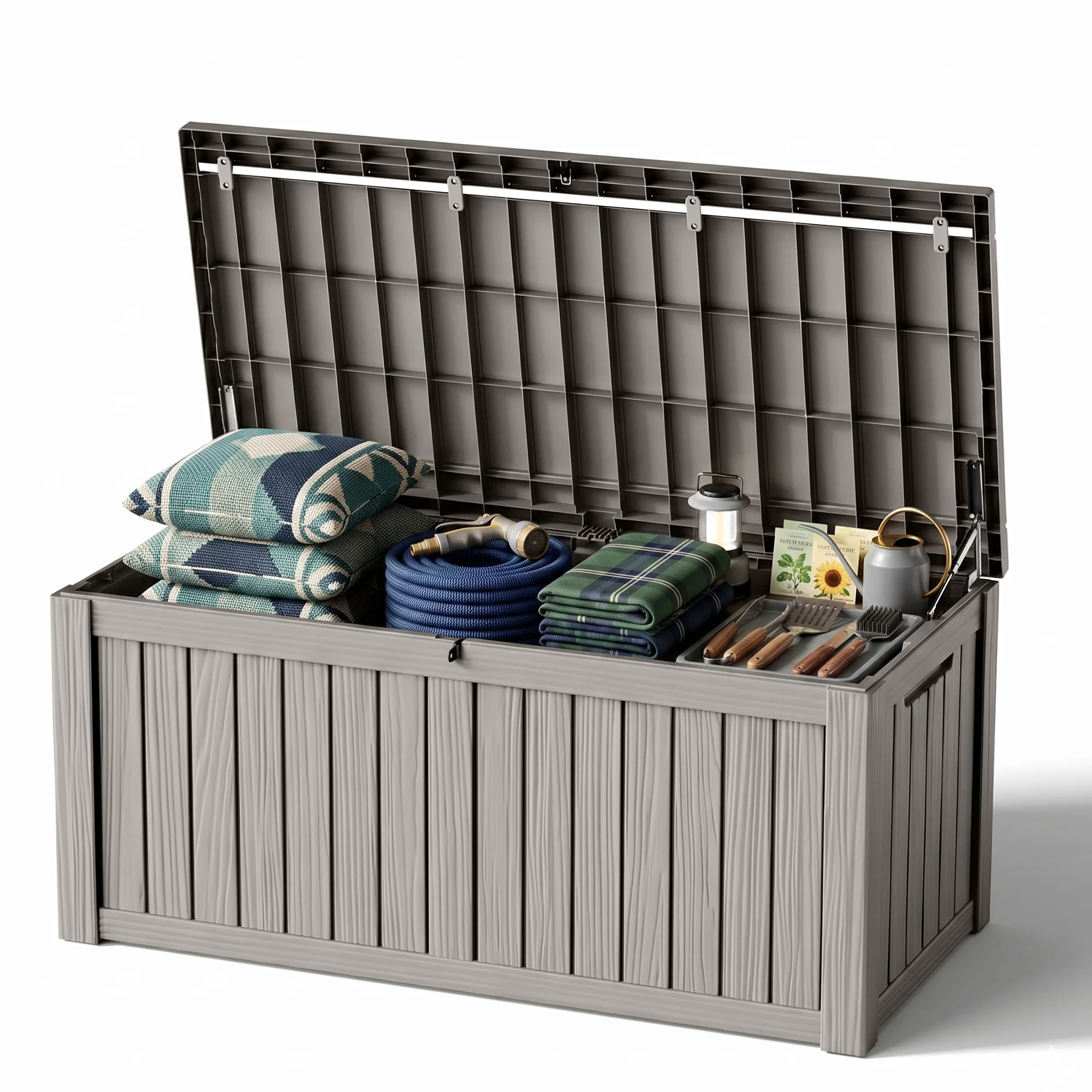 Oversized 120 Gallon Vertical Wood-Look Resin Outdoor Storage Box, All Season Lockable Deck Organizer for Large Patio Cushions & Yard Care Gear
Oversized 120 Gallon Vertical Wood-Look Resin Outdoor Storage Box, All Season Lockable Deck Organizer for Large Patio Cushions & Yard Care Gear