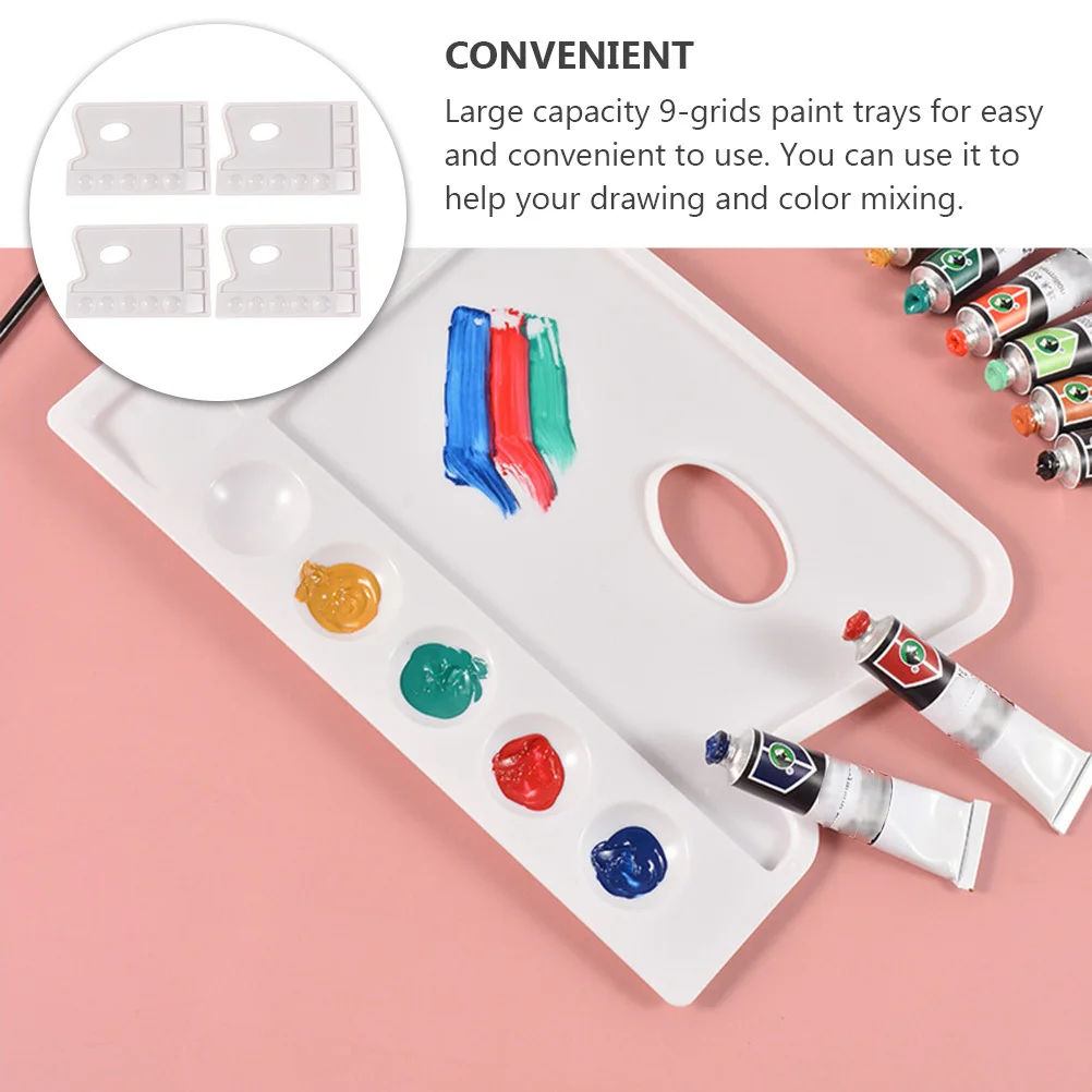 4Pcs Multi-Use Paint Trays Sturdy Plastic 9-Cavity Color Fixing Plate for Painting Drawing Watercolor Art Supplies Palette Set
4Pcs Multi-Use Paint Trays Sturdy Plastic 9-Cavity Color Fixing Plate for Painting Drawing Watercolor Art Supplies Palette Set