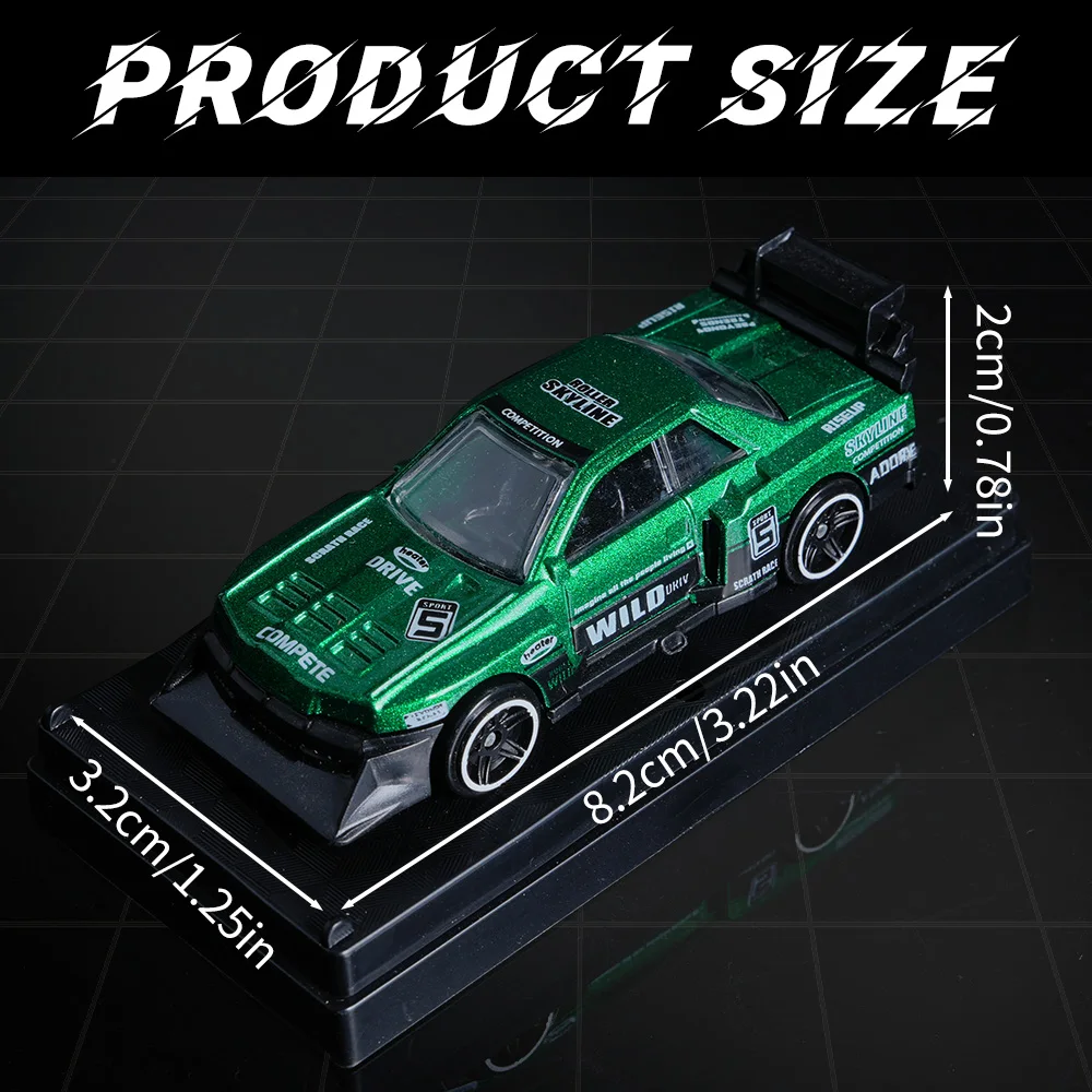 1:64 Skyline GT-R Diecast Race Car, Green Alloy Mini Model with Display Case,Toy for Collectors & Kids, 8.2cm
1:64 Skyline GT-R Diecast Race Car, Green Alloy Mini Model with Display Case,Toy for Collectors & Kids, 8.2cm