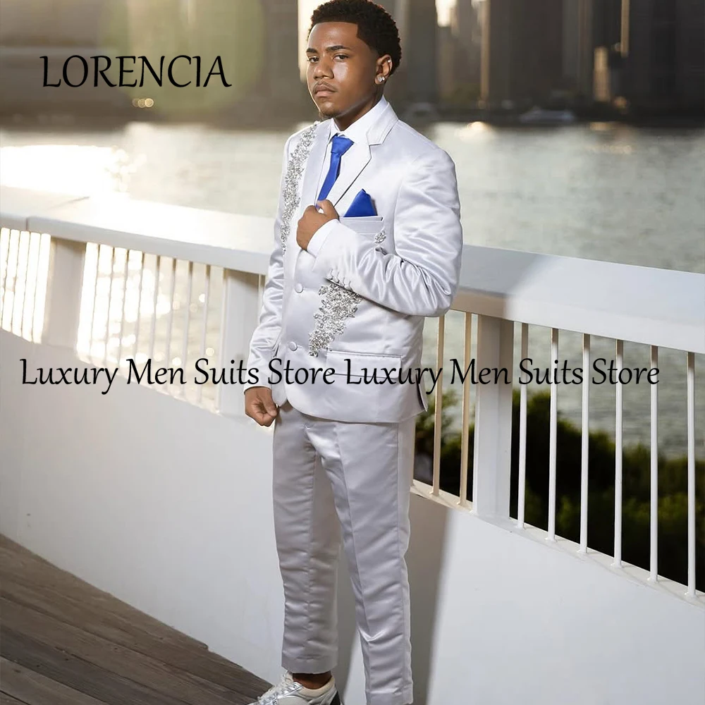 Simple Crystal Suits for Men Single Breasted Wedding Tuxedos Groom Clothing Customized Blazer Pants terno smoking masculino
Simple Crystal Suits for Men Single Breasted Wedding Tuxedos Groom Clothing Customized Blazer Pants terno smoking masculino