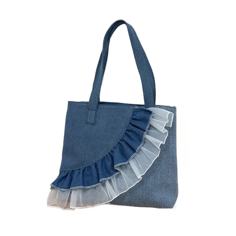 Women's Commuter Tote Bag with Double-Layer Ruffle Design Washed Denim Fashion Shoulder Bag Work Daily
Women's Commuter Tote Bag with Double-Layer Ruffle Design Washed Denim Fashion Shoulder Bag Work Daily