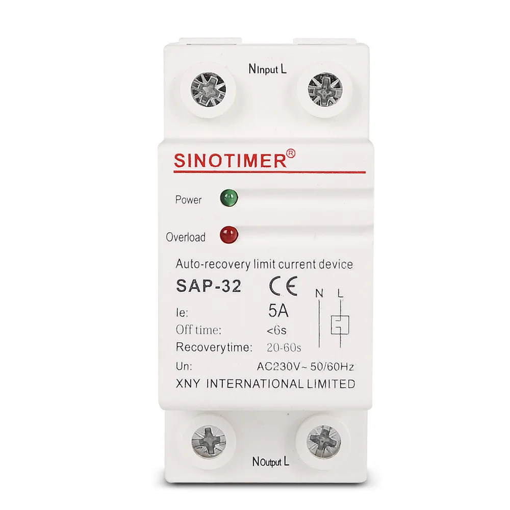 Single-phase Intelligent Limit Current Protector Auto Recovery Current Limiting Protection Device SAP-32 AC230V 5A 50/60Hz
Single-phase Intelligent Limit Current Protector Auto Recovery Current Limiting Protection Device SAP-32 AC230V 5A 50/60Hz