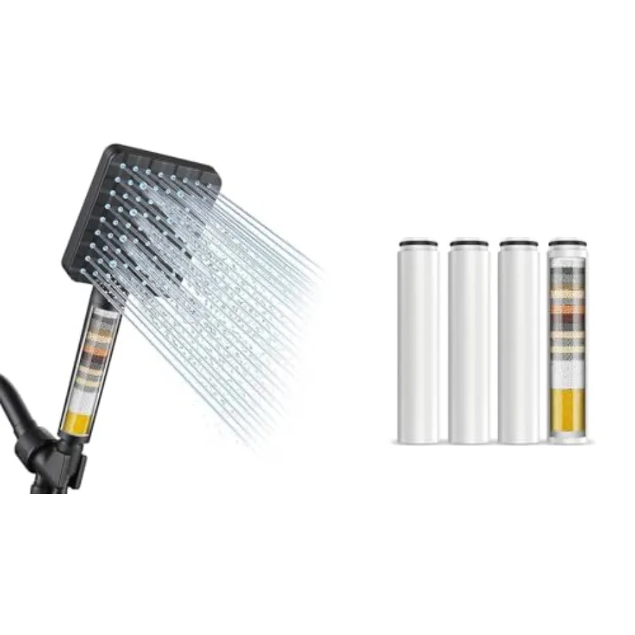 Filtered Shower Head with Handheld + 4 Pack Replacement Filters Matte Black
Filtered Shower Head with Handheld + 4 Pack Replacement Filters Matte Black
