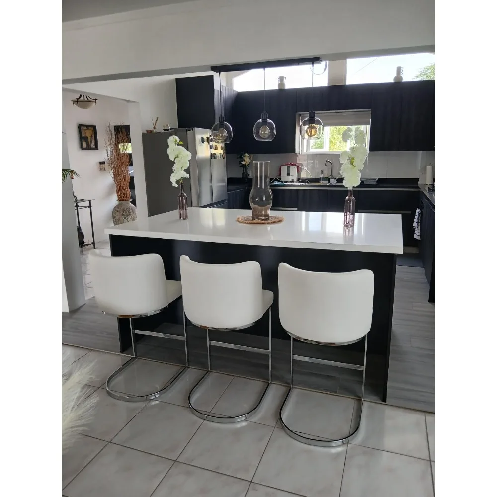 Counter Height Bar Stools Set of 3, Modern 26" Counter Stools with Back and C-Shaped Metal Frame, Upholstered Faux Leather Bar
Counter Height Bar Stools Set of 3, Modern 26" Counter Stools with Back and C-Shaped Metal Frame, Upholstered Faux Leather Bar