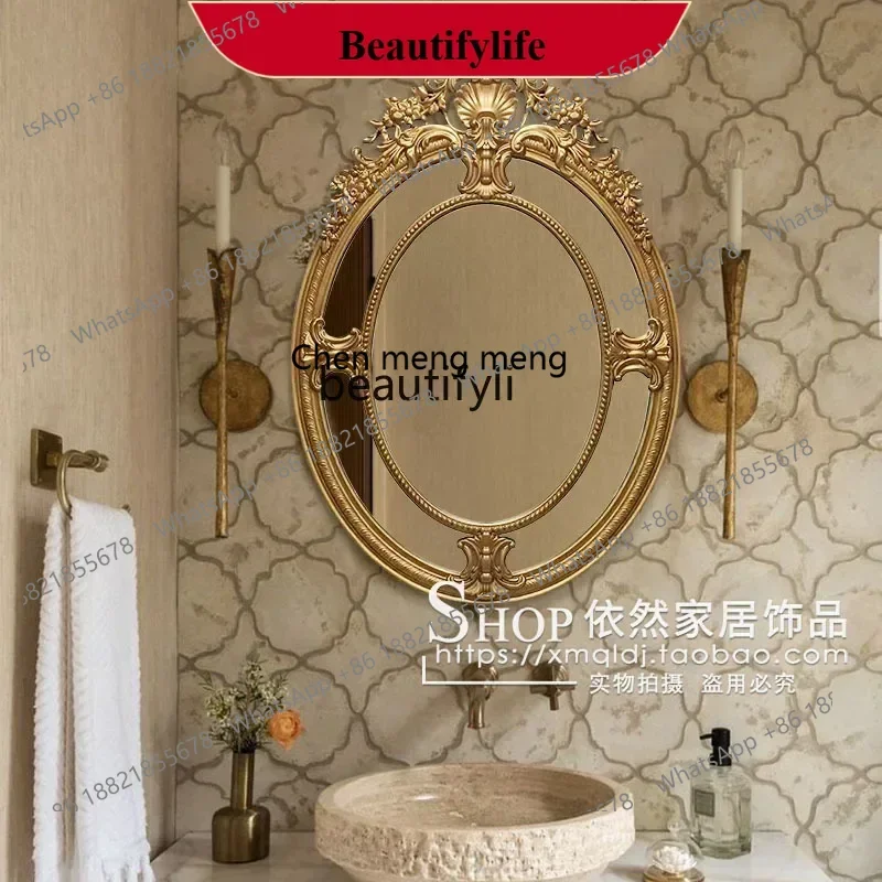 French retro bathroom vanity mirror background wall custom American fireplace classical porch European style
French retro bathroom vanity mirror background wall custom American fireplace classical porch European style