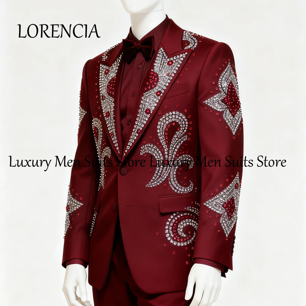 Glitter Crystal Suits for Men 2 Pieces Single Breasted Tuxedos Set Wedding Party Outfit Customized Blazer Pants costumes homme
Glitter Crystal Suits for Men 2 Pieces Single Breasted Tuxedos Set Wedding Party Outfit Customized Blazer Pants costumes homme