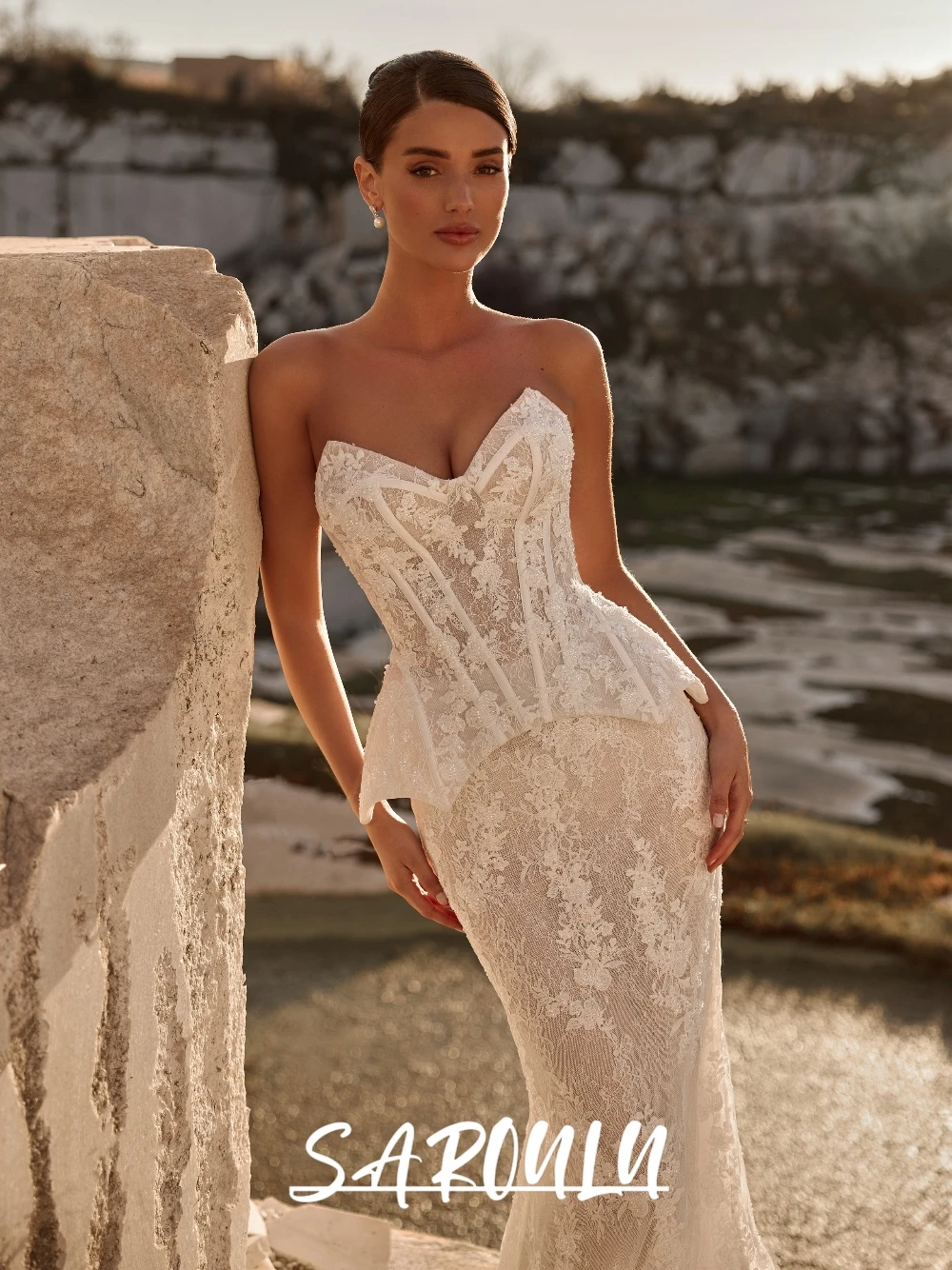 SAROULU Luxury Beaded Lace Mermaid Wedding Dress Detachable Sleeves Charming Corset Bodice Peplum Train Bridal Gown Customized
SAROULU Luxury Beaded Lace Mermaid Wedding Dress Detachable Sleeves Charming Corset Bodice Peplum Train Bridal Gown Customized