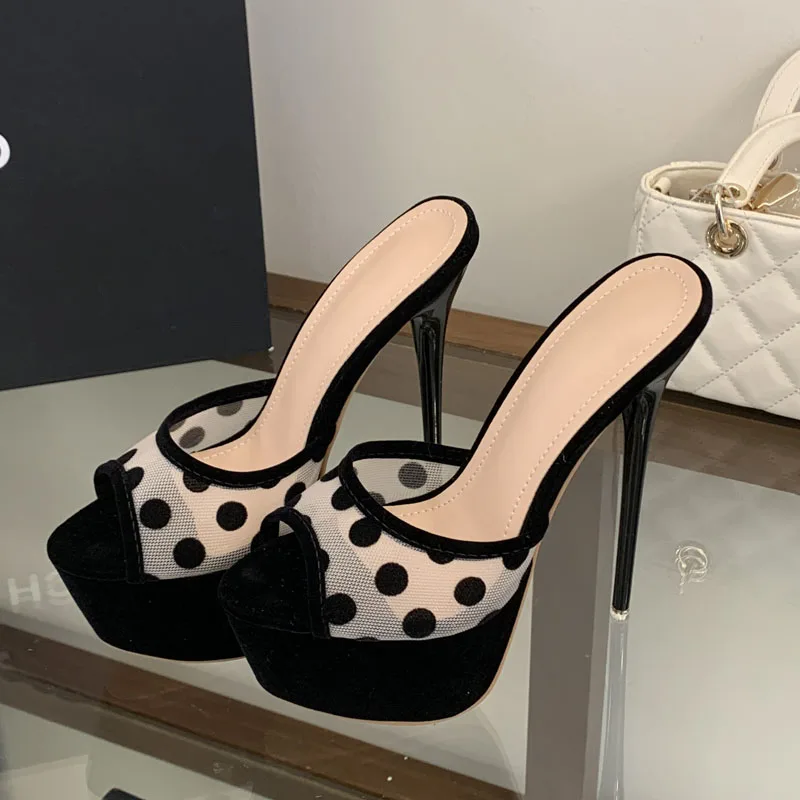 Eilyken Fashion Polka Dot Breathable Mesh Open Toe Woman Slippers Sexy Stiletto High Heels Banquet Slide Shoes BIG SIZE 46
Eilyken Fashion Polka Dot Breathable Mesh Open Toe Woman Slippers Sexy Stiletto High Heels Banquet Slide Shoes BIG SIZE 46