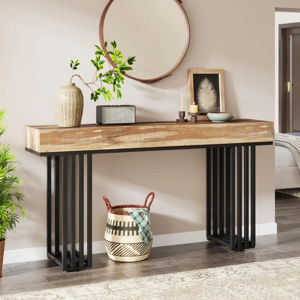 55-Inch Console Table for Entryway, Industrial Wood Hallway Table with Stylish Metal Frame, Sofa Foyer Table for Living Room, E
55-Inch Console Table for Entryway, Industrial Wood Hallway Table with Stylish Metal Frame, Sofa Foyer Table for Living Room, E