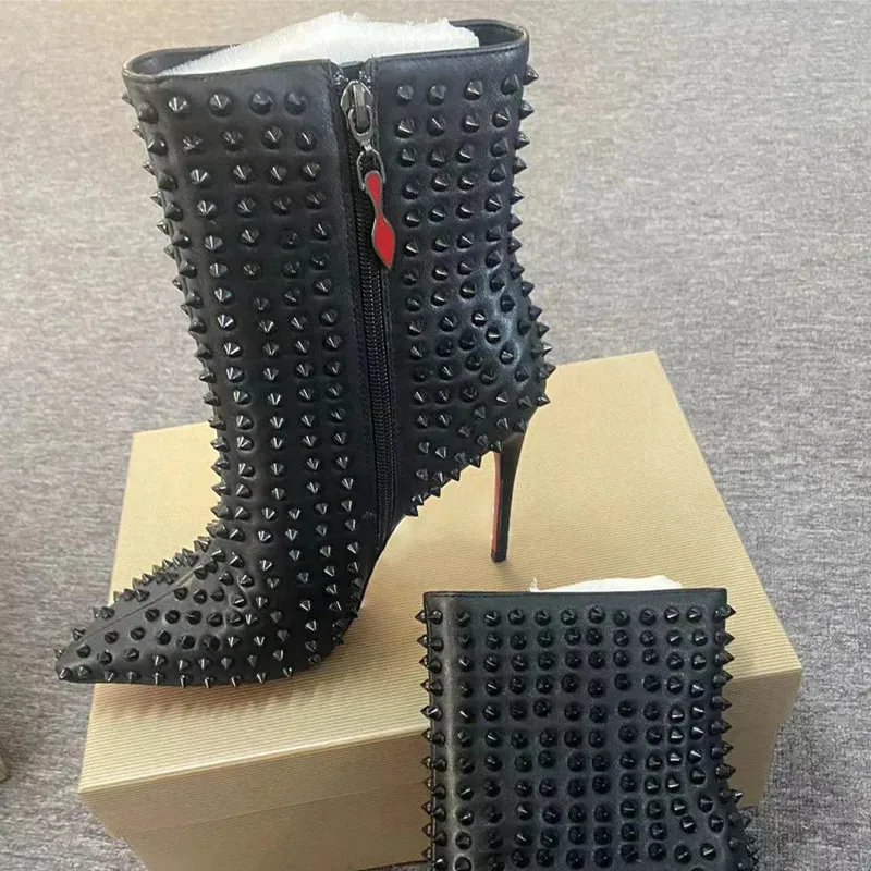 Pointed Toe Short Boots Women High Thin Heels Ankle Boots Rivet Side Zipper Fashion Shoes Top Quality Handmade Big Lady Size 43
Pointed Toe Short Boots Women High Thin Heels Ankle Boots Rivet Side Zipper Fashion Shoes Top Quality Handmade Big Lady Size 43