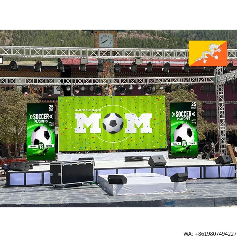 P4.8 6000X3000mm 19.68X9.84ft IP65 Waterproof Outdoor Rental LED Video Wall for The Voice of Bhutan Grand Final Live Show
P4.8 6000X3000mm 19.68X9.84ft IP65 Waterproof Outdoor Rental LED Video Wall for The Voice of Bhutan Grand Final Live Show