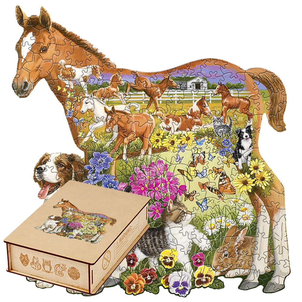 Horse Wooden Jigsaw Puzzle for Adults Happy Animal Shaped Puzzle Irregular Wooden Brain Teaser Family Gift
Horse Wooden Jigsaw Puzzle for Adults Happy Animal Shaped Puzzle Irregular Wooden Brain Teaser Family Gift