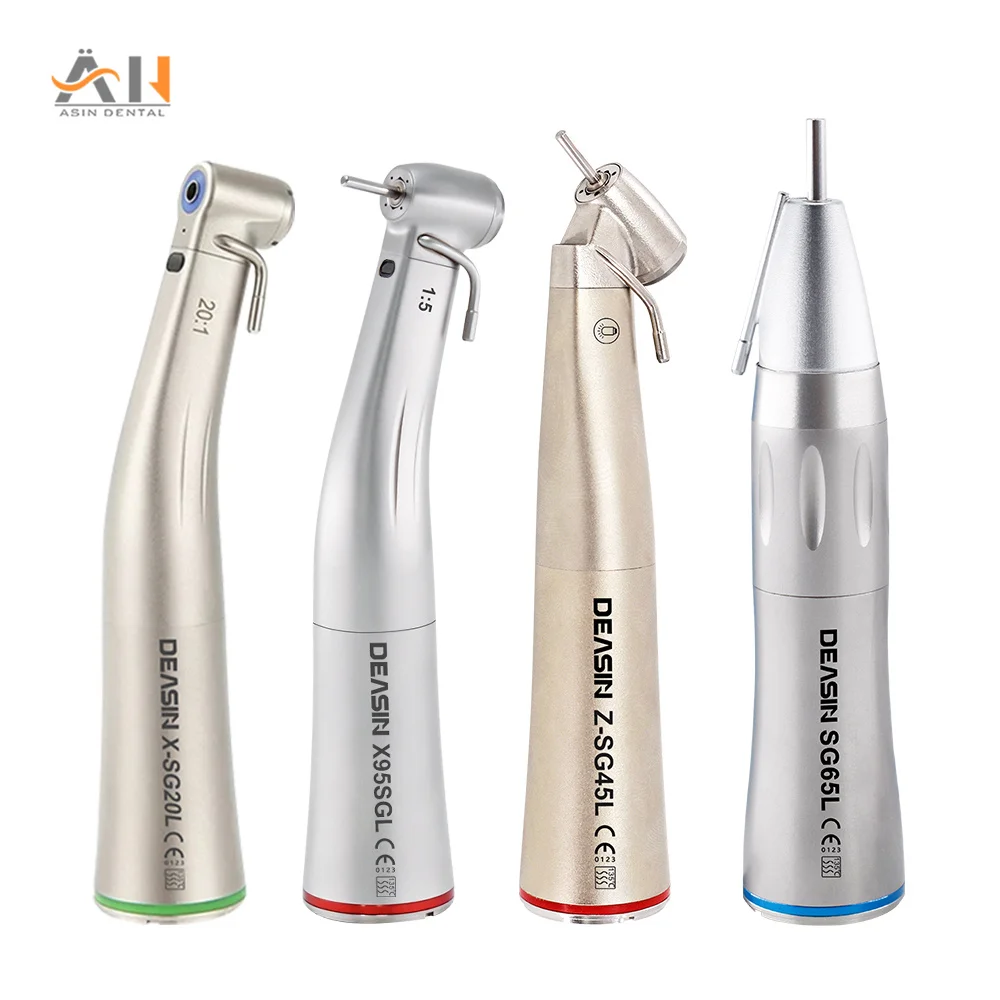 Dental Brushless Motor LED Fiber Optic Handpiece 1:5 Red Ring 1:4.2 Increasing Speed 1:1 Contra-Angle with External water
Dental Brushless Motor LED Fiber Optic Handpiece 1:5 Red Ring 1:4.2 Increasing Speed 1:1 Contra-Angle with External water