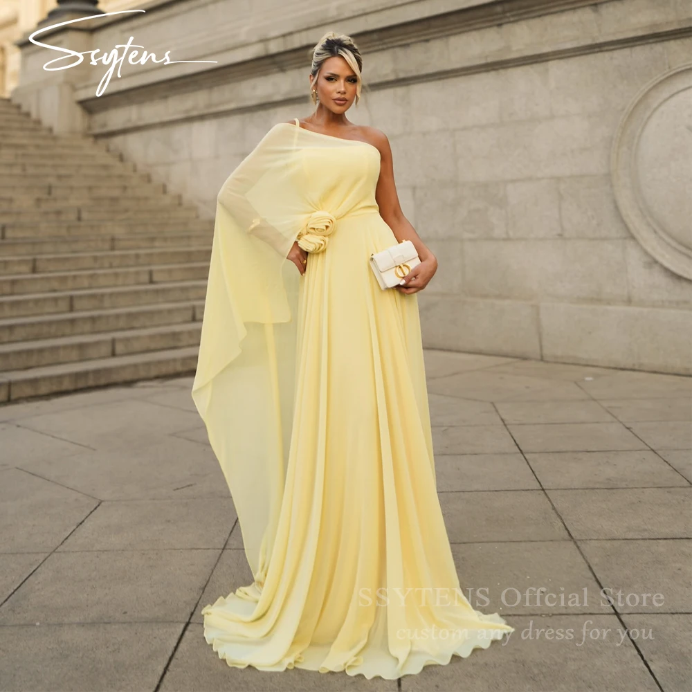 SSYTENS One Shoulder Evening Dresses Light Yellow Wedding Guest Event Prom Dress Flowers Customized Vestidos De Fiesta Elegantes
SSYTENS One Shoulder Evening Dresses Light Yellow Wedding Guest Event Prom Dress Flowers Customized Vestidos De Fiesta Elegantes