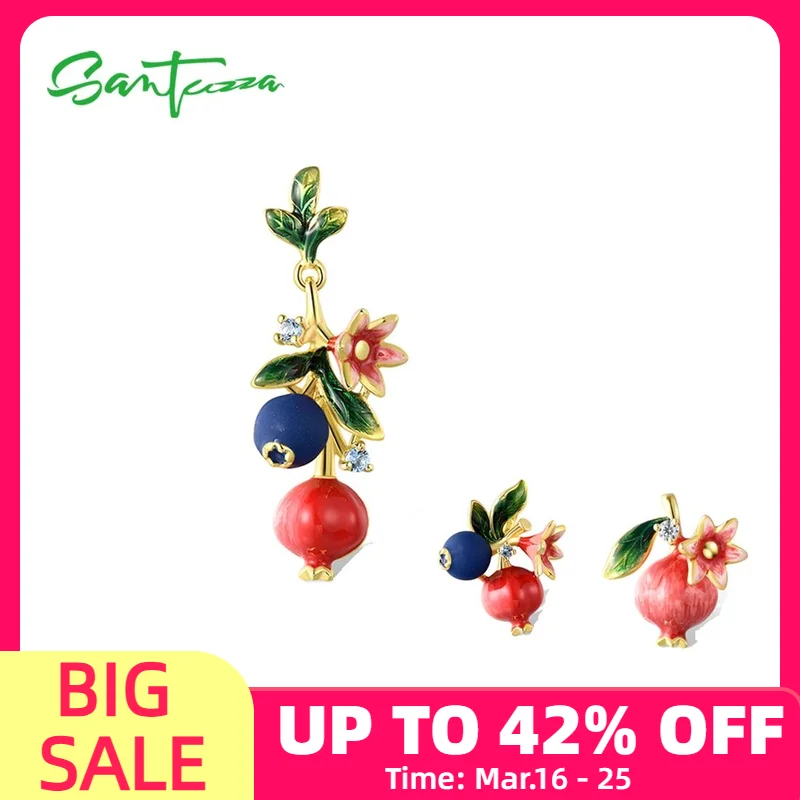 SANTUZZA Pure 925 Sterling Silver Fruit Pendant for Women Delicate Blueberries & Pomegranate Trendy Party Fine Jewelry Enamel
SANTUZZA Pure 925 Sterling Silver Fruit Pendant for Women Delicate Blueberries & Pomegranate Trendy Party Fine Jewelry Enamel
