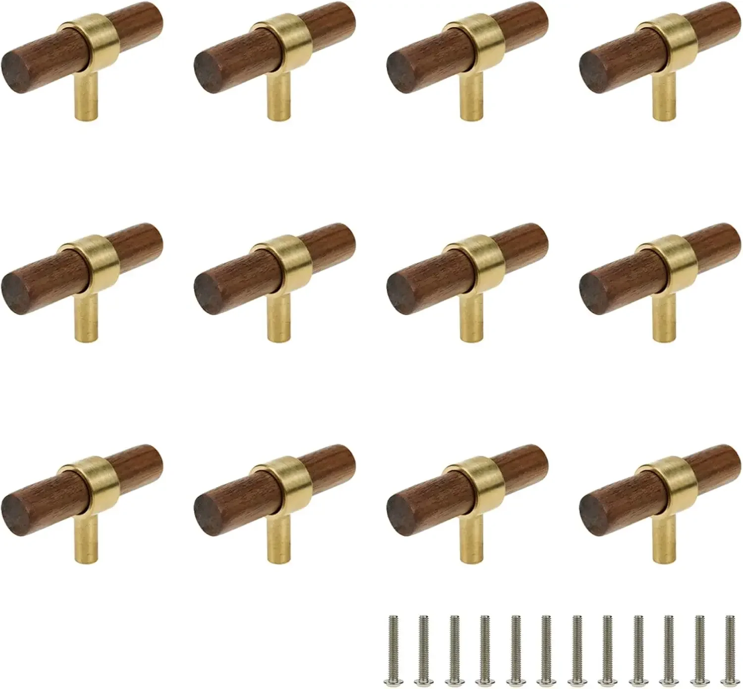 12Pcs Brass Walnut Cabinet Pulls 2.36" Single Hole with Screws
12Pcs Brass Walnut Cabinet Pulls 2.36" Single Hole with Screws