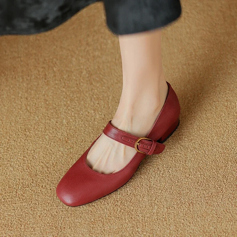 NEW Spring/Autumn Women Pumps Round Toe Chunky Heel Shoes Genuine Leather Shoes for Women Concise Buckle Strap Mary Janes Shoes
NEW Spring/Autumn Women Pumps Round Toe Chunky Heel Shoes Genuine Leather Shoes for Women Concise Buckle Strap Mary Janes Shoes