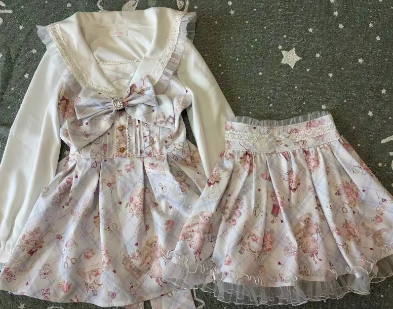 Lolita Dresses Suit 2026 Autumn New Bowknot Bear Perfume Dress Short Skirt Set Fashion Japanese Style Women's Two Piece Sets
Lolita Dresses Suit 2026 Autumn New Bowknot Bear Perfume Dress Short Skirt Set Fashion Japanese Style Women's Two Piece Sets