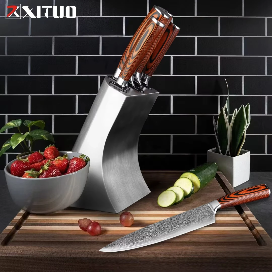 Damascus Kitchen Knife Set,1-5 Piece Chef Knife 67 Layers Damascus Steel Utility Boning Knife with Stainless steel knife holder
Damascus Kitchen Knife Set,1-5 Piece Chef Knife 67 Layers Damascus Steel Utility Boning Knife with Stainless steel knife holder