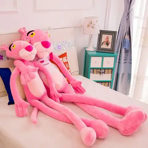 miniso Cartoon Kawaii Anime PINK PANTHER Plushies Doll Naughty Leopard Tigger Same Sofa Cushion Pillow Stuffed Plush Toys Gift