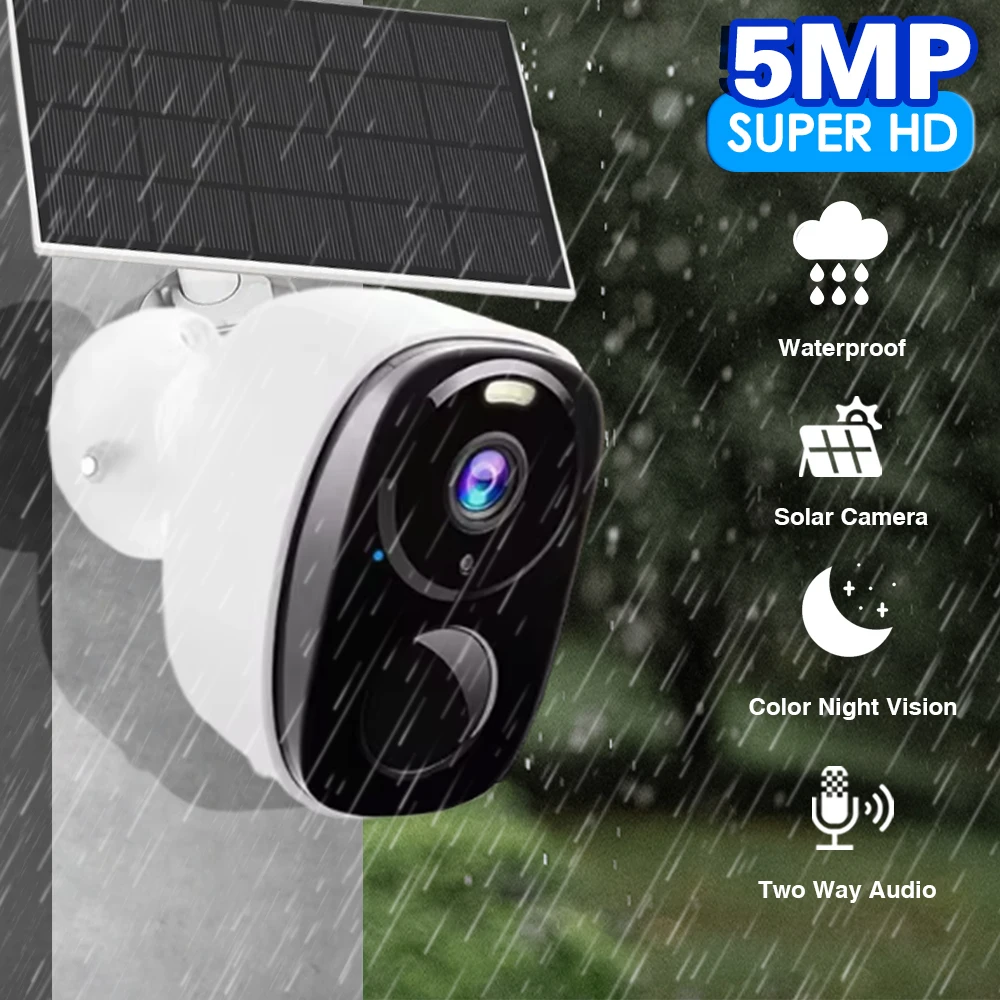 5MP Wif Camera Outdoor built-in battery solar Color Night Vision Security Surveillance HD Two Way Audio Long Time Standby
5MP Wif Camera Outdoor built-in battery solar Color Night Vision Security Surveillance HD Two Way Audio Long Time Standby
